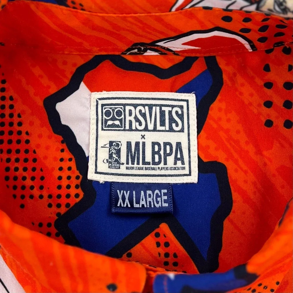 RSVLTS x MLBPA Texas Baseball Shirt Men's 2XL Orange KunuFlex Astros Rangers AOP - Picture 2 of 9
